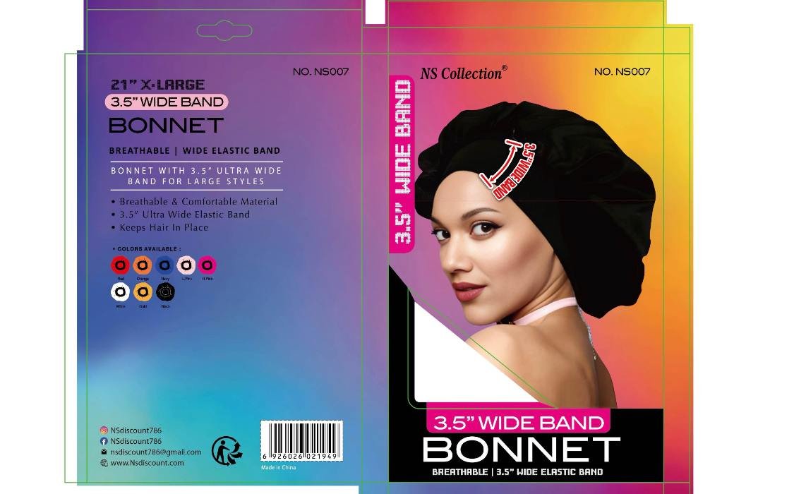 Bonnet de nuit satiné avec bande élastique de 3.5\'\' NS collection