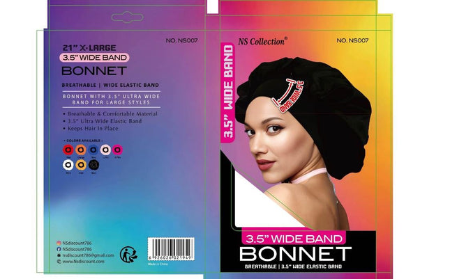 Bonnet de nuit satiné avec bande élastique de 3.5\'\' NS collection