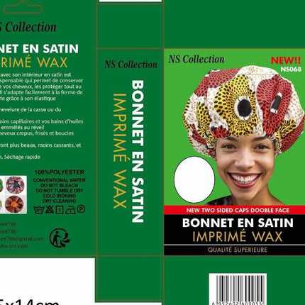 Bonnet en satin double face imprimé Wax