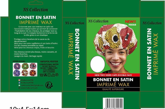 Bonnet en satin double face imprimé Wax