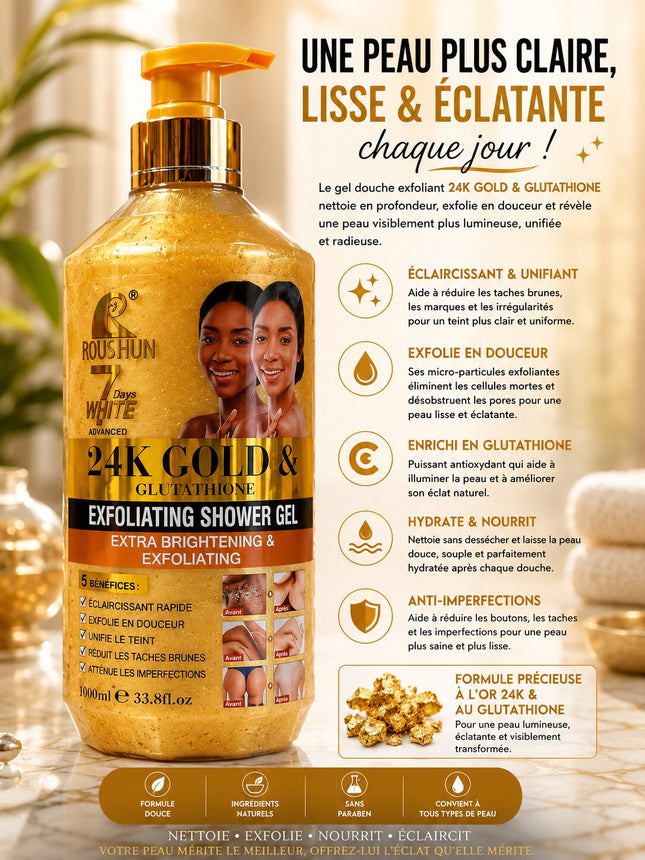 Roushun 24K Gold & Glutathione Exfoliating Shower Gel 500ml
