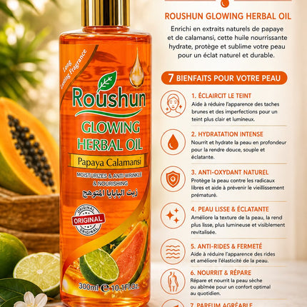 Roushun Glowing Herbal Oil Papaya Calamansi 300ml