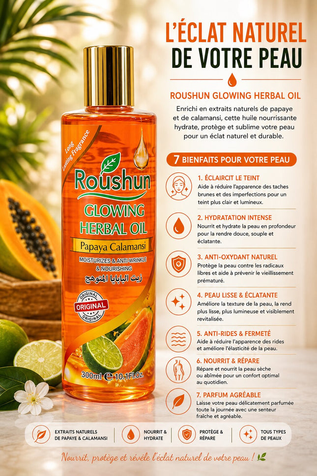 Roushun Glowing Herbal Oil Papaya Calamansi 300ml