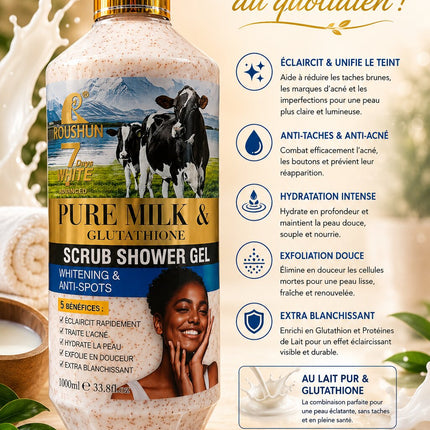 Roushun Pure Milk & Gluta Whitening Scrub Shower Gel 500ml