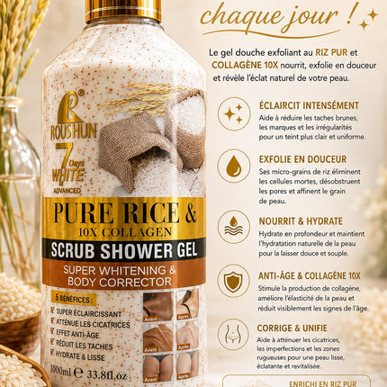 Roushun Pure Rice & Collagen Scrub Shower Gel 500ml