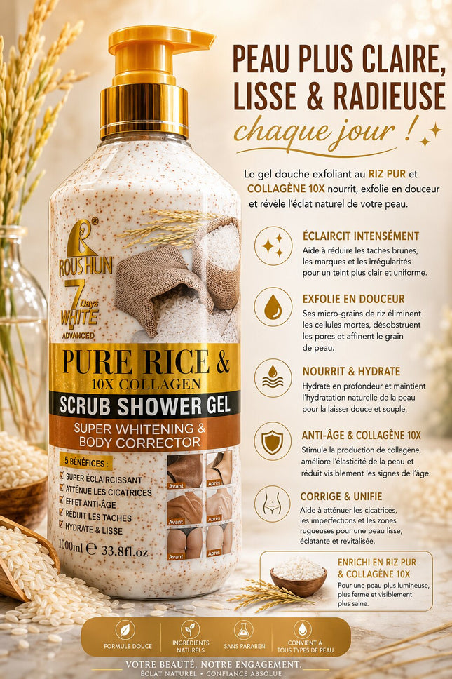 Roushun Pure Rice & Collagen Scrub Shower Gel 500ml