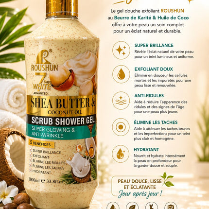 Roushun Shea Butter & Coconut Oil Scrub Shower Gel 500ml