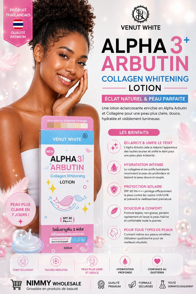 Venut White Alpha 3+ Arbutin Collagen Whitening Lotion