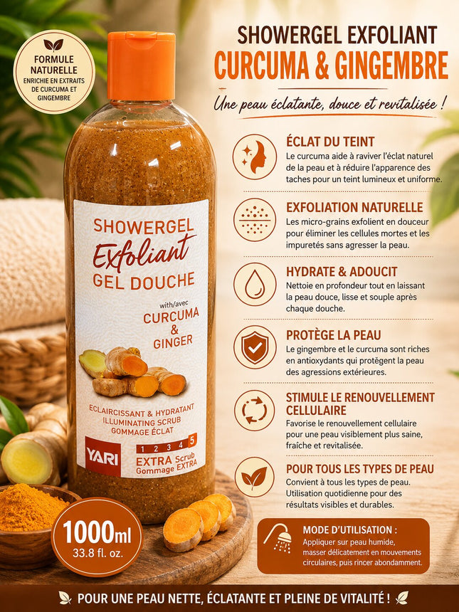 Yari Showergel Exfoliant Curcuma & Gingembre 1000ml