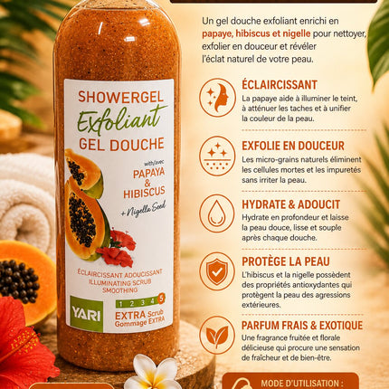 Yari Showergel Exfoliant Papaya & Hibiscus 1000ml