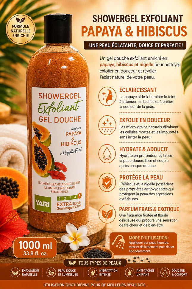Yari Showergel Exfoliant Papaya & Hibiscus 1000ml